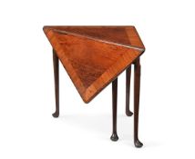A GEORGE II MAHOGANY AND SATINWOOD CROSSBANDED 'ENVELOPE' TABLE