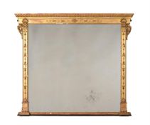 A MID VICTORIAN GILTWOOD OVERMANTEL WALL MIRROR