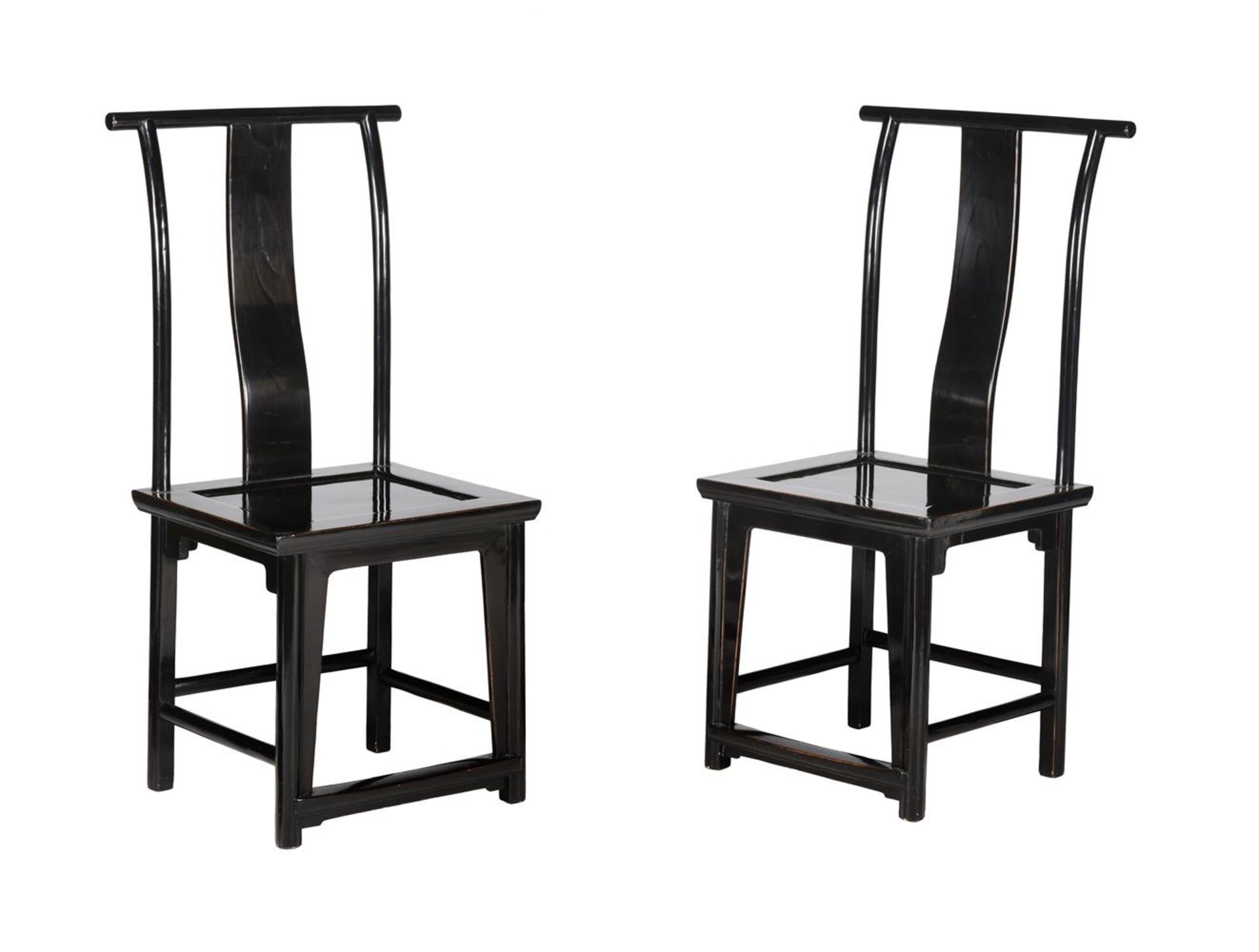 A PAIR OF CHINESE BLACK LACQUER CHAIRS - Image 2 of 2