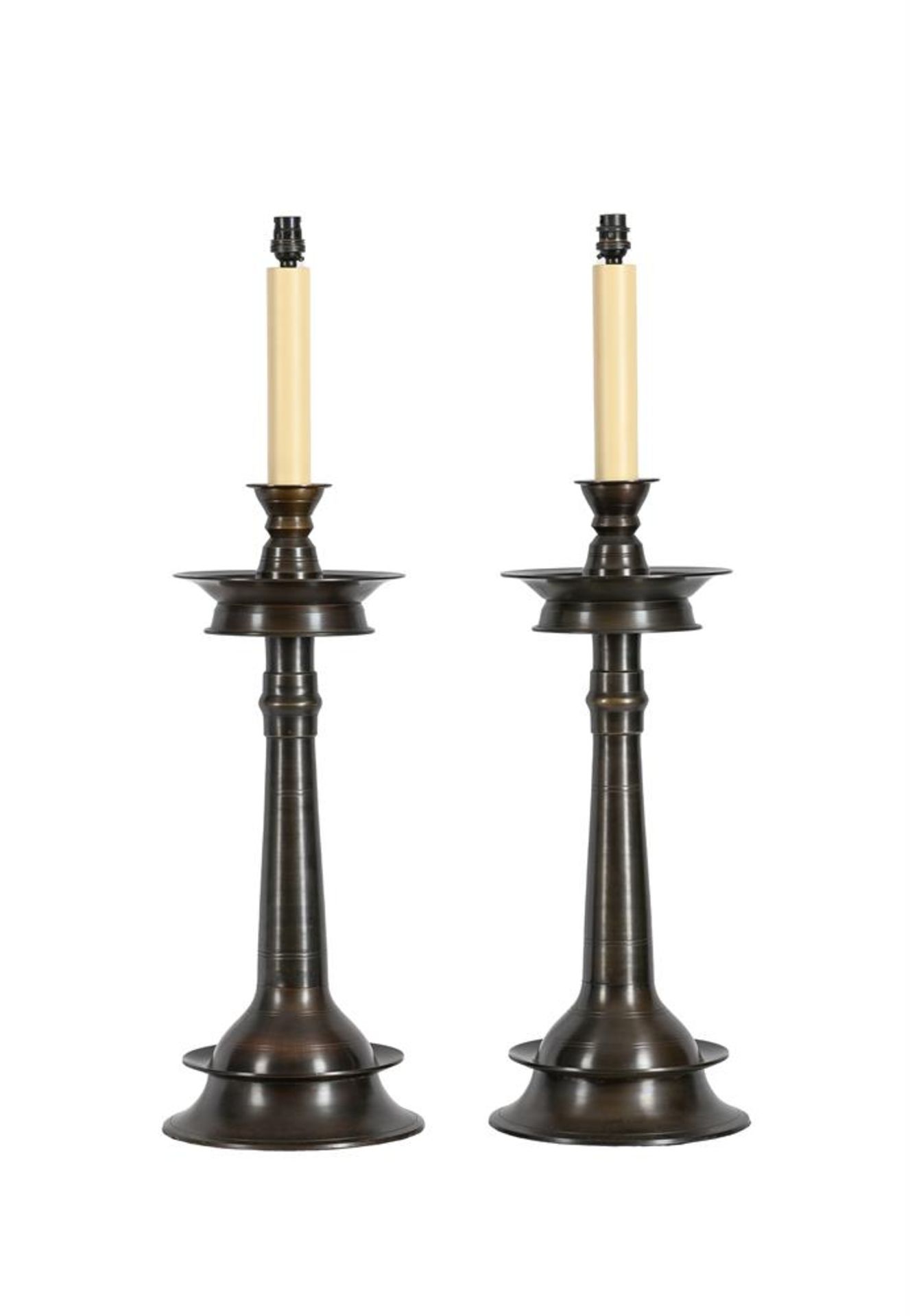 A PAIR OF PATINATED METAL TABLE LAMPS - Image 2 of 2