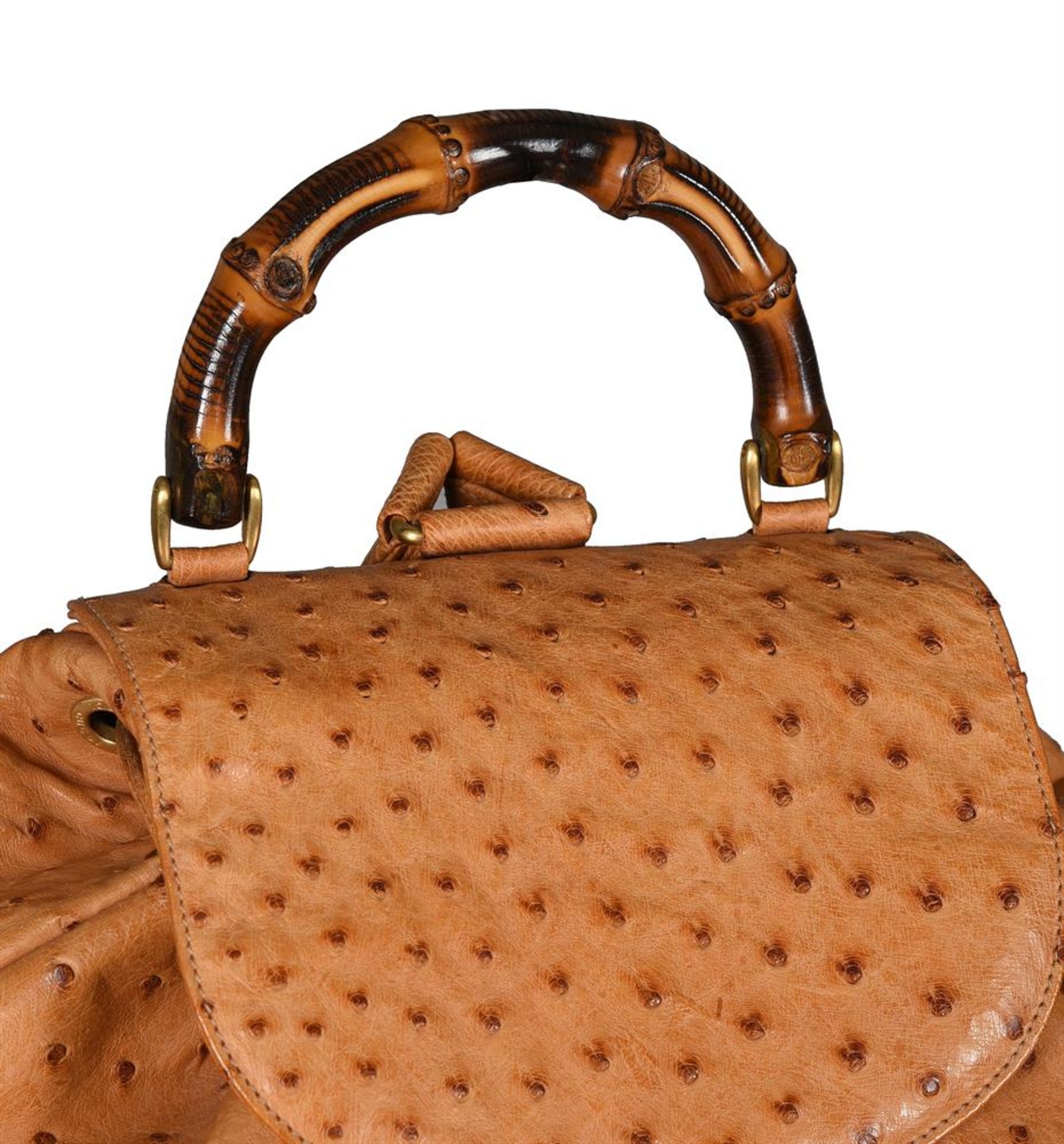 GUCCI, A TAN OSTRICH LEATHER AND BAMBOO BACKPACK - Bild 3 aus 4