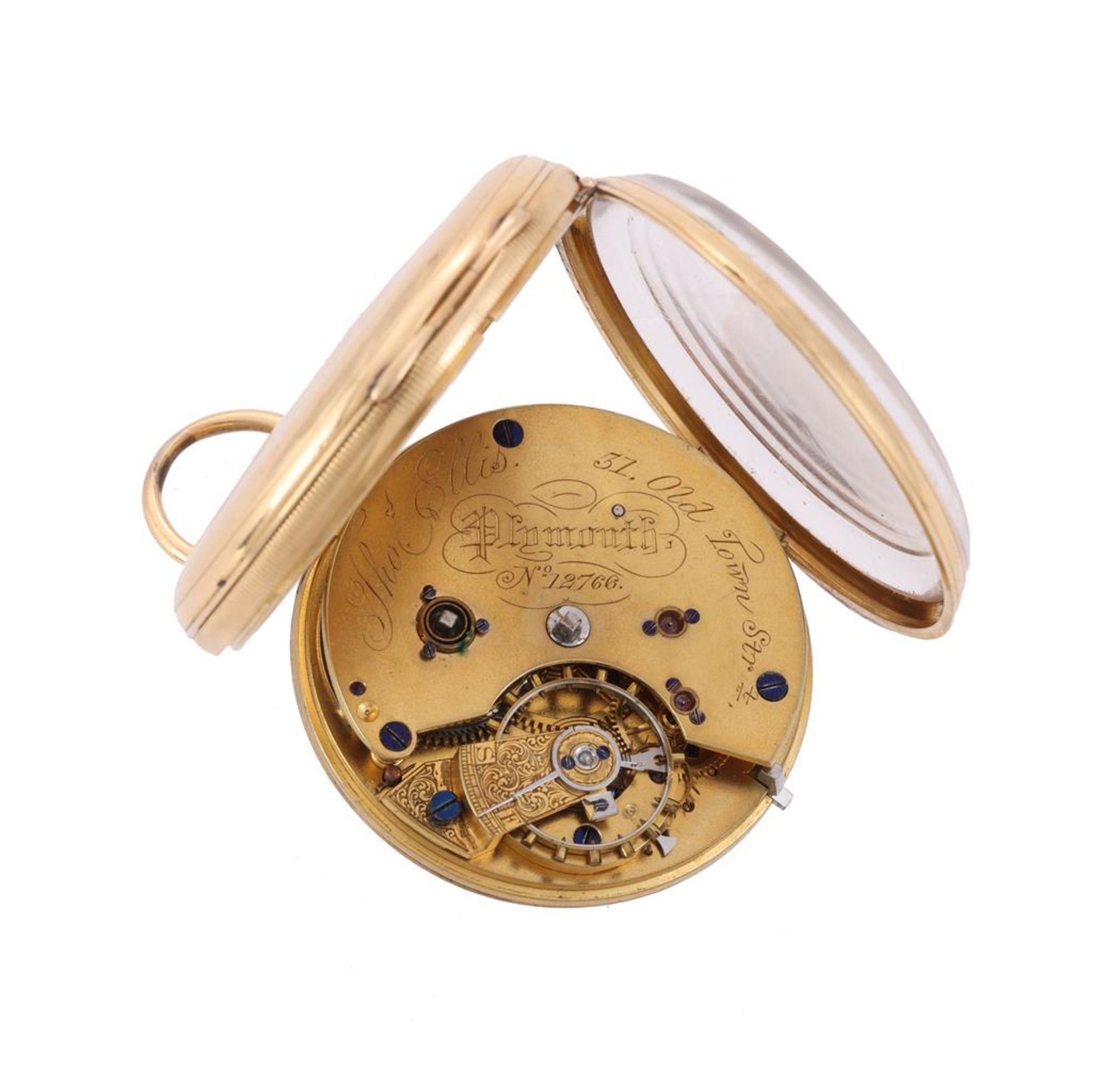 T. ELLIS, PLYMOUTH, AN 18 CARAT GOLD OPEN FACE POCKET WATCH - Bild 3 aus 3