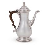 A GEORGE III SILVER BALUSTER COFFEE POT