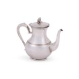 A NORWEGIAN SILVER COLOURED BALUSTER COFFEE POT