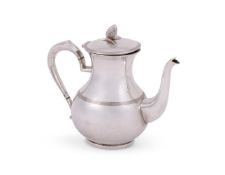 A NORWEGIAN SILVER COLOURED BALUSTER COFFEE POT