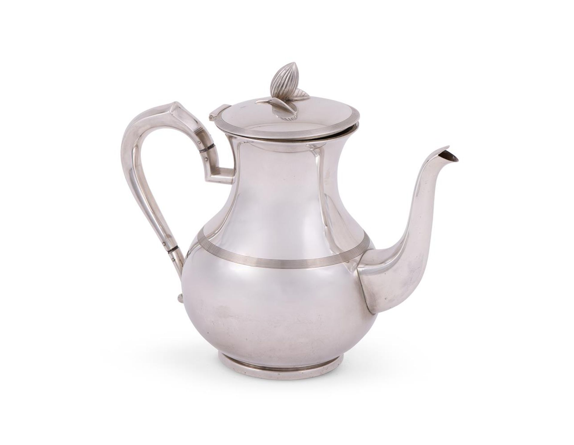 A NORWEGIAN SILVER COLOURED BALUSTER COFFEE POT