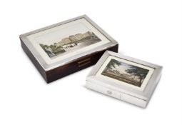 A GERMAN SILVER COLOURED MOUNTED RECTANGULAR CIGAR BOX