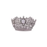 A MID 20TH CENTURY DIAMOND SET NAVAL CROWN BROOCH