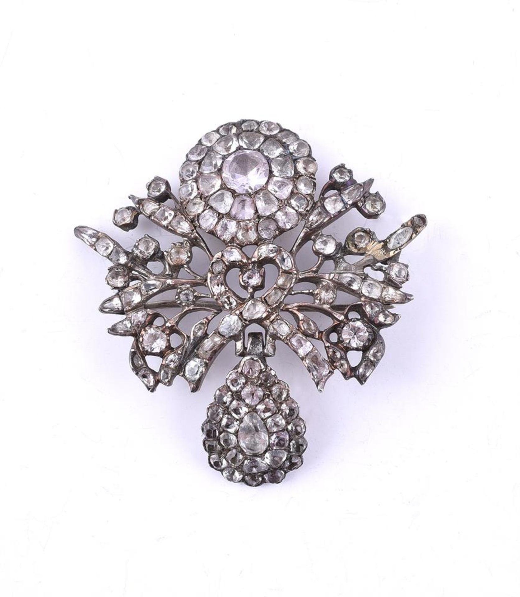 AN ANTIQUE WHITE PASTE GIRANDOLE BROOCH