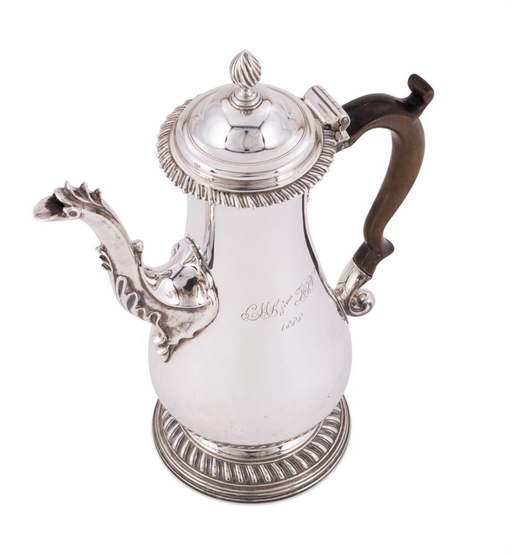 A GEORGE III SILVER BALUSTER COFFEE POT - Image 2 of 3