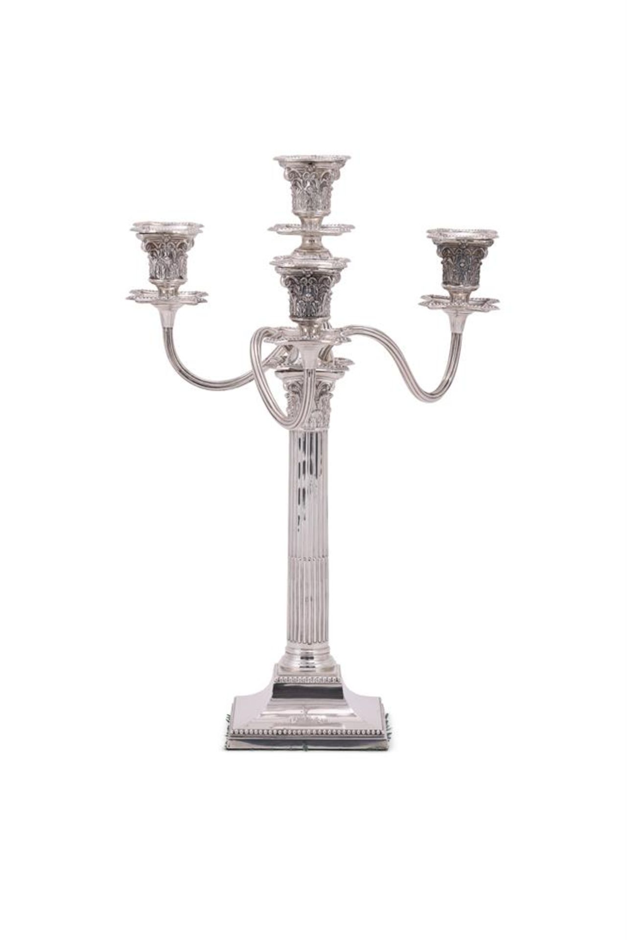 A VICTORIAN SILVER FOUR LIGHT CANDELABRUM - Image 2 of 4