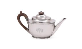 A VICTORIAN SILVER OVAL TEA POT