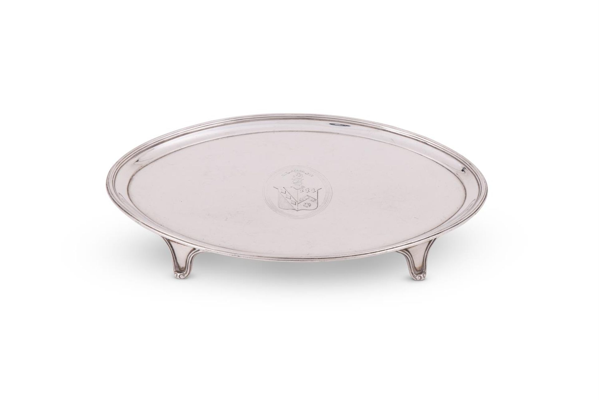 A GEORGE III SILVER OVAL TEAPOT STAND