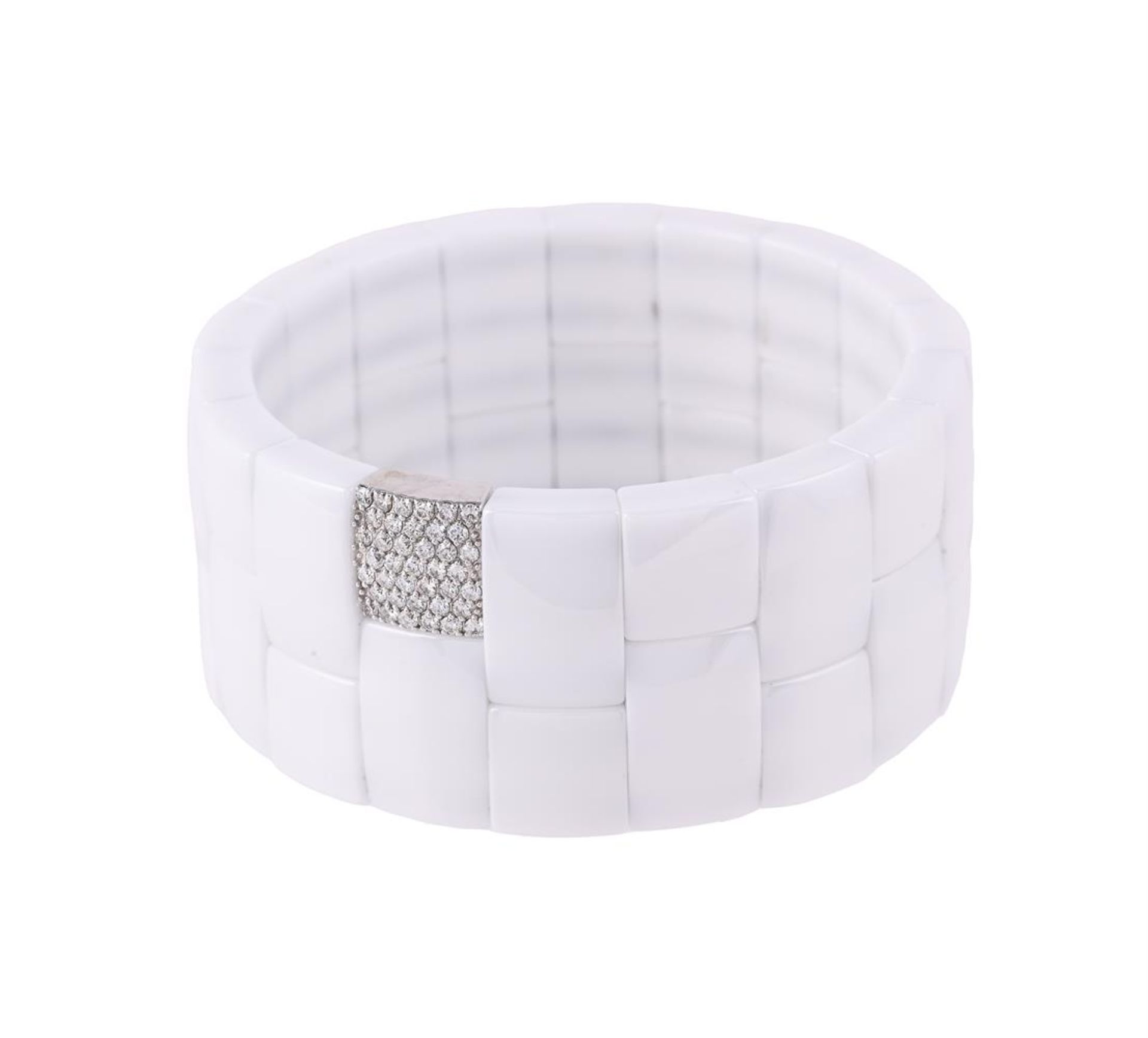 ROBERTO DEMEGLIO, A DIAMOND AND WHITE CERAMIC SPRUNG BRACELET - Bild 2 aus 2