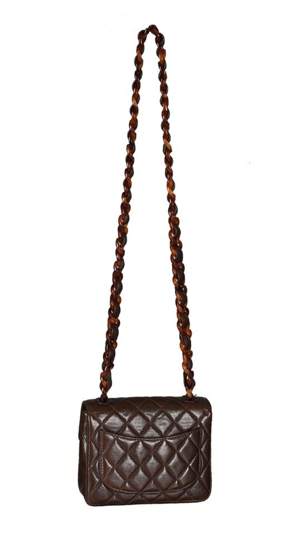 CHANEL, A CHOCOLATE QUILTED LAMBSKIN MINI SQUARE FLAP BAG - Image 2 of 4