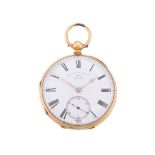 T. ELLIS, PLYMOUTH, AN 18 CARAT GOLD OPEN FACE POCKET WATCH