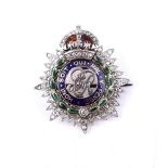 GEORGE VI, A MID 20TH CENTURY DIAMOND AND ENAMEL SWEETHEART BROOCH