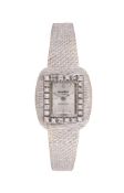 WONDER WATCH, A LADY'S WHITE GOLD COLOURED AND DIAMOND COCKTAIL WATCH
