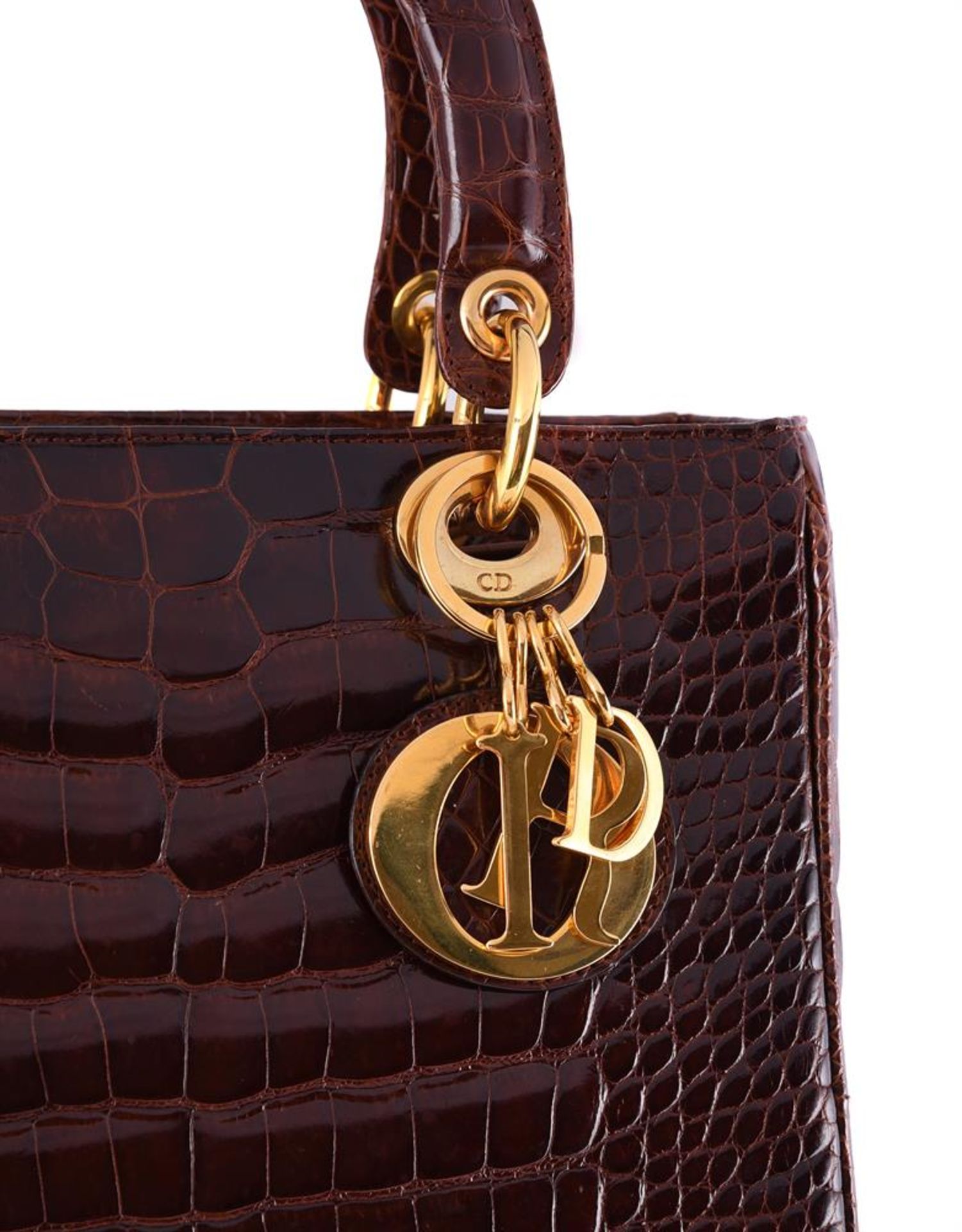 Y CHRISTIAN DIOR, LADY DIOR, A BROWN CROCODILE BAG - Image 2 of 3