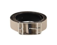 HERMÈS, A REVERSIBLE BLACK AND BEIGE LEATHER BELT WITH CAPE COD BUCKLE