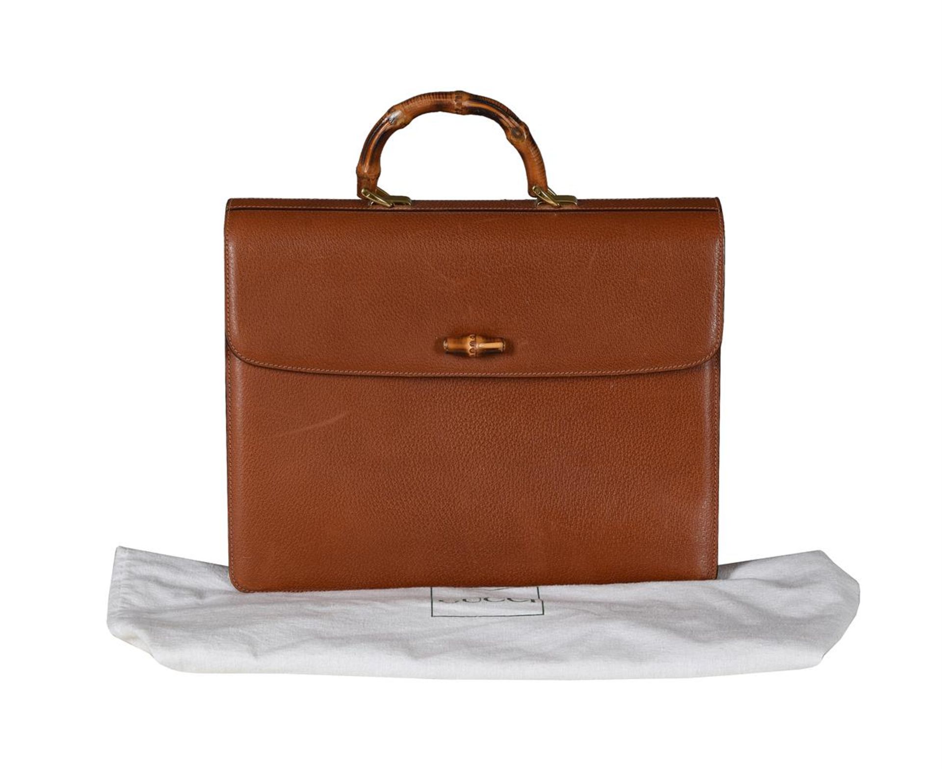 GUCCI, A VINTAGE TAN LEATHER AND BAMBOO BRIEFCASE - Image 3 of 5