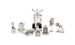 A COLLECTION OF SILVER MINIATURE ITEMS