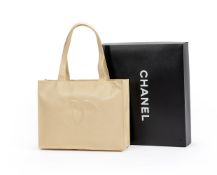 CHANEL, A CREAM CAVIAR LEATHER TOTE BAG