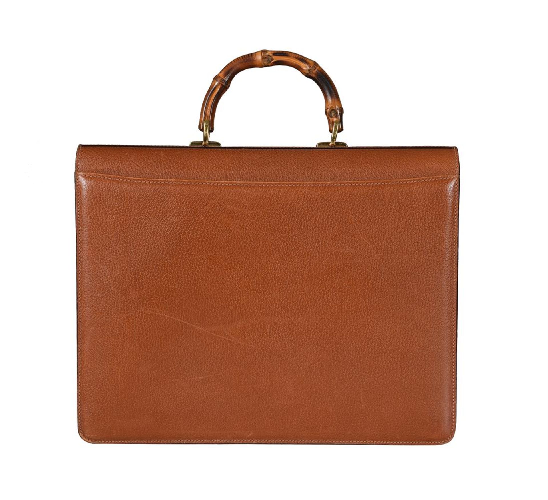 GUCCI, A VINTAGE TAN LEATHER AND BAMBOO BRIEFCASE - Image 2 of 5