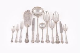 A VICTORIAN SILVER MATCHED QUEEN’S PATTERN PART TABLE SERVICE