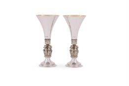 A PAIR OF SILVER LIMITED EDITION COMMEMORATIVE GOBLETS