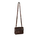 CHANEL, A CHOCOLATE QUILTED LAMBSKIN MINI SQUARE FLAP BAG