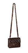 CHANEL, A CHOCOLATE QUILTED LAMBSKIN MINI SQUARE FLAP BAG