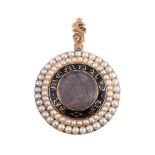 A WILLIAM IV GOLD, ENAMEL AND SEED PEARL MOURNING LOCKET, CIRCA 1833