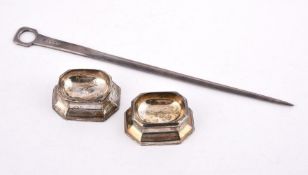A PAIR OF GEORGE II SILVER TRENCHER SALTS