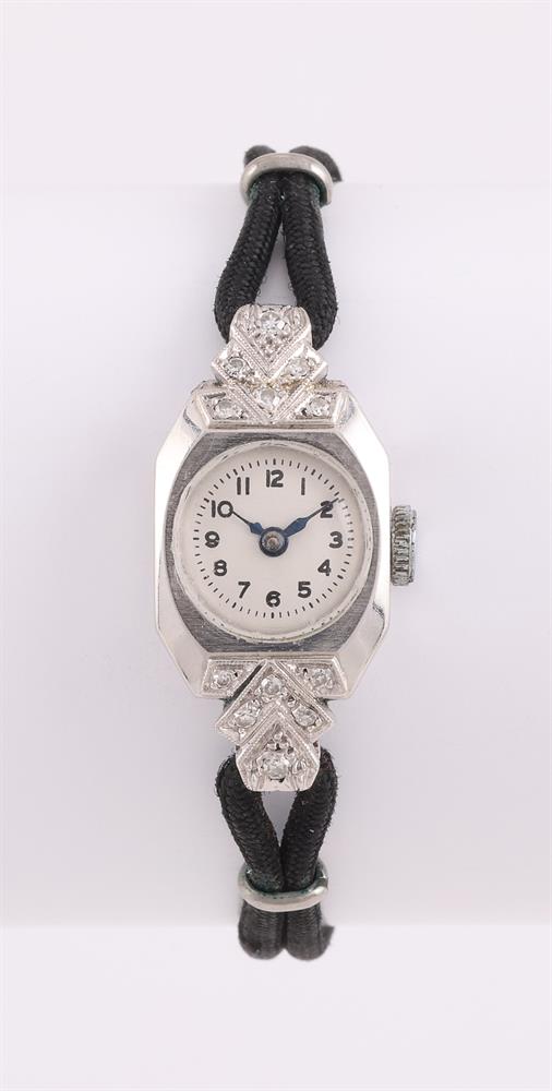 A LADY'S ART DECO DIAMOND COCKTAIL WATCH