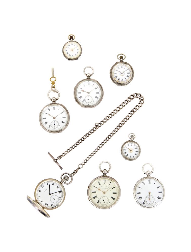 EIGHT SILVER POCKET WATCHES