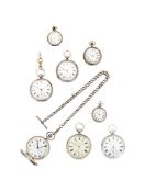EIGHT SILVER POCKET WATCHES