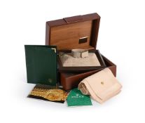 ROLEX, A BROWN LEATHER WATCH BOX