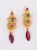 A PAIR OF GOLD COLOURED PANEL EARRINGS