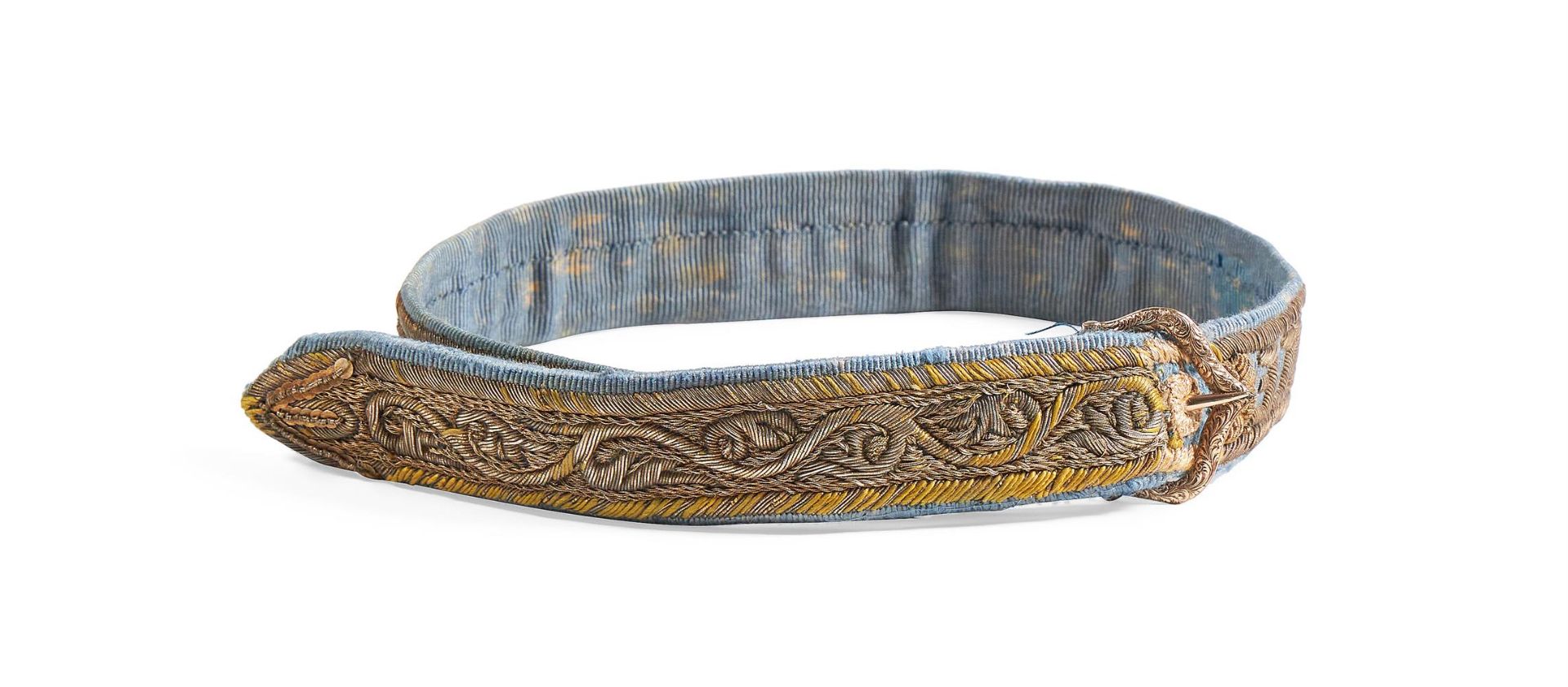 THE MOST NOBLE ORDER OF THE GARTER: A RARE SILVER GILT EMBROIDERED SILK GARTER, 18TH/19TH CENTURY - Bild 2 aus 3