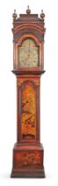 A GEORGE II RED AND GILT JAPANNED LONGCASE CLOCK STEPHEN ASSELIN, LONDON, CIRCA 1725