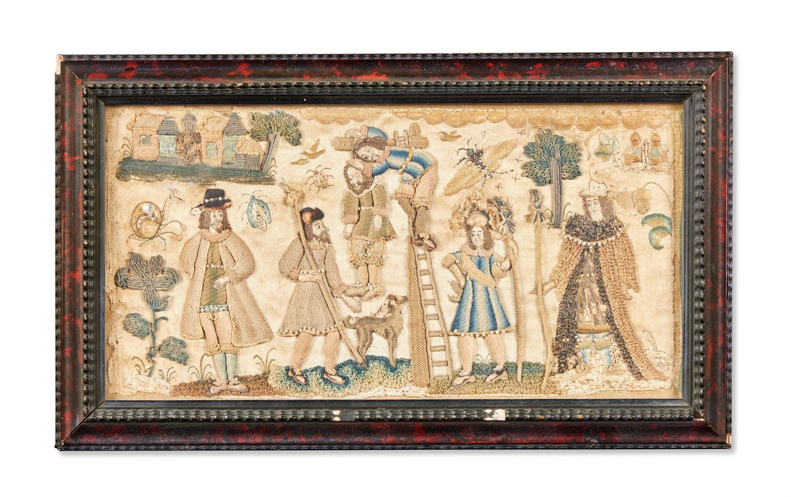 AN UNUSUAL CHARLES II NEEDLEWORK PANEL, CIRCA 1660-1680