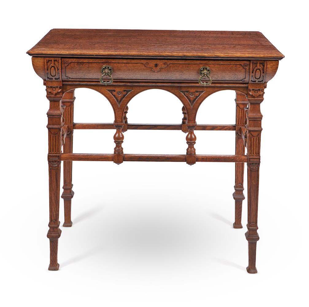 A LATE VICTORIAN OAK CENTRE TABLE BY GILLOWS, LATE 19TH CENTURY - Image 2 of 3