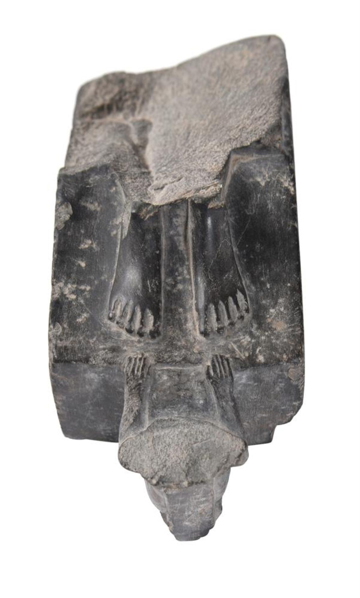 AN EGYPTIAN FRAGMENTARY SCHIST STATUE BASE LATE PERIOD - Image 3 of 3