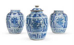 THREE LARGE BLUE AND WHITE JARS, CHINESE, WANLI (1573-1620)