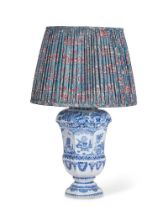 A DELFT BLUE AND WHITE TRANSITIONAL VASE LAMP, CIRCA 1700