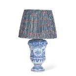 A DELFT BLUE AND WHITE TRANSITIONAL VASE LAMP, CIRCA 1700