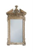 A CARVED GILTWOOD MIRROR 18TH CENTURY AND LATER