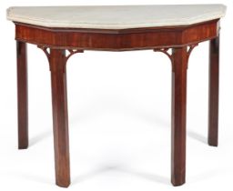 A GEORGE III MAHOGANY AND MARBLE TOPPED SIDE TABLE, CIRCA 1770