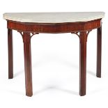 A GEORGE III MAHOGANY AND MARBLE TOPPED SIDE TABLE, CIRCA 1770